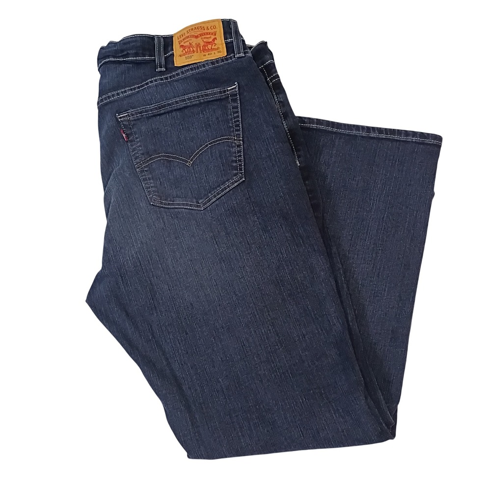 Levi's 559 Relaxed Straight Jeans Mens 40x30 Dark Wash Denim EUC